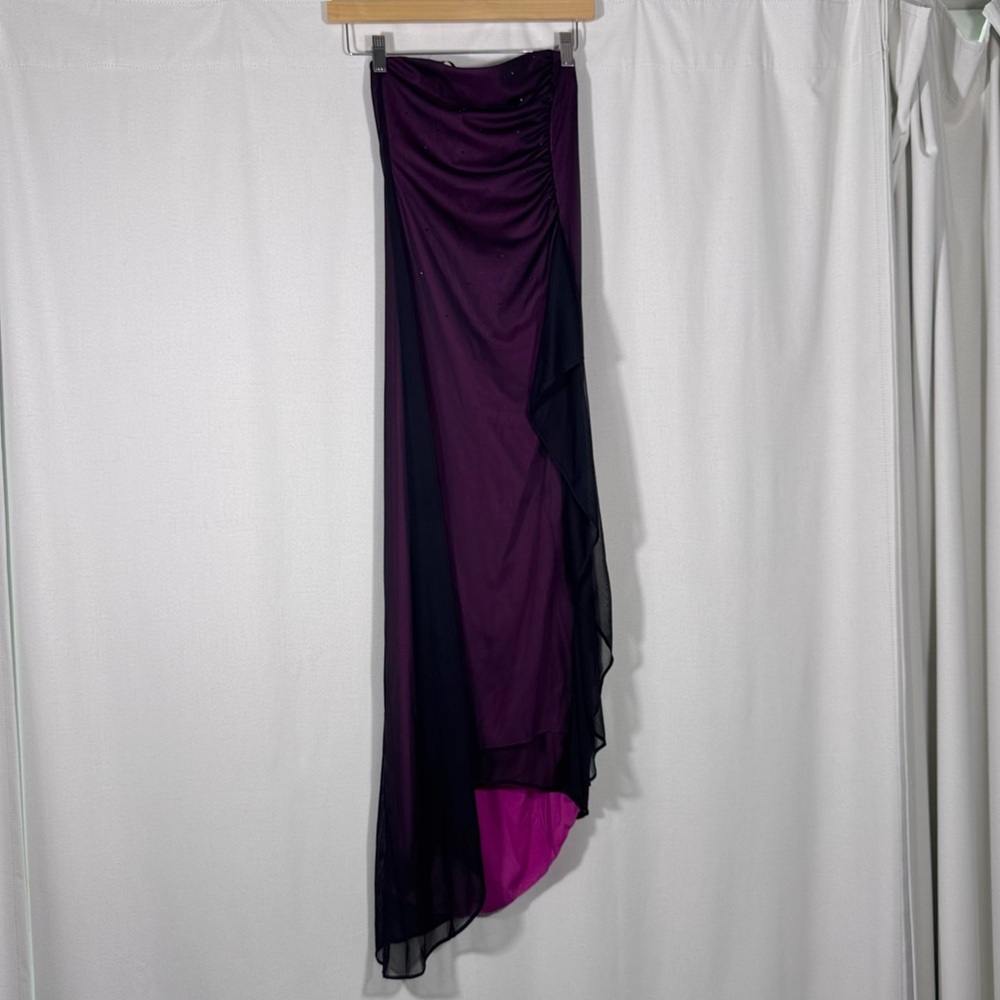 Rampage Y2K Strapless Mesh Midi Dress w/ Rhinestones